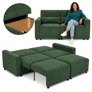Kanapa 2 sofa rozkładana spania pojemnik kanapa khaki sztruks Komo Family