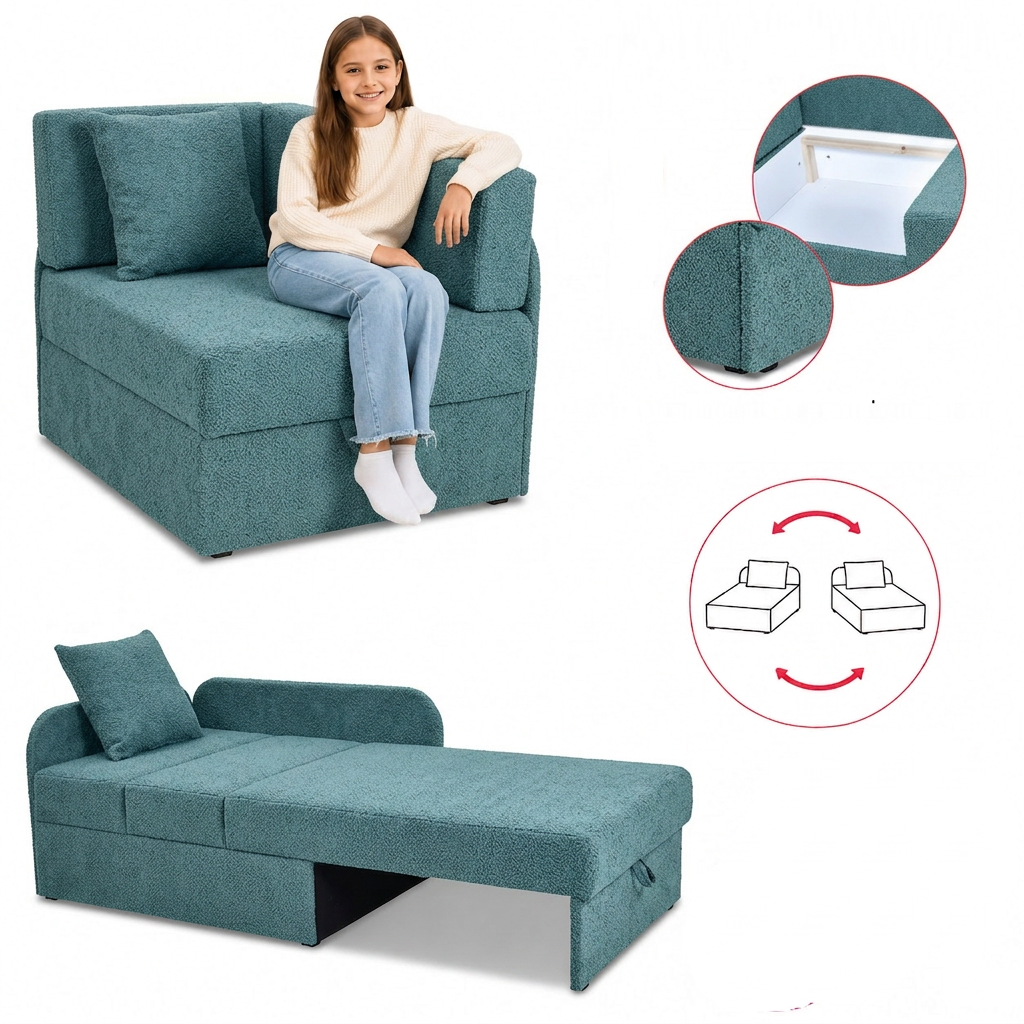 Łóżko dziecięce sofa kanapa rozkładana pojemnik Denis niebieski Family Meble