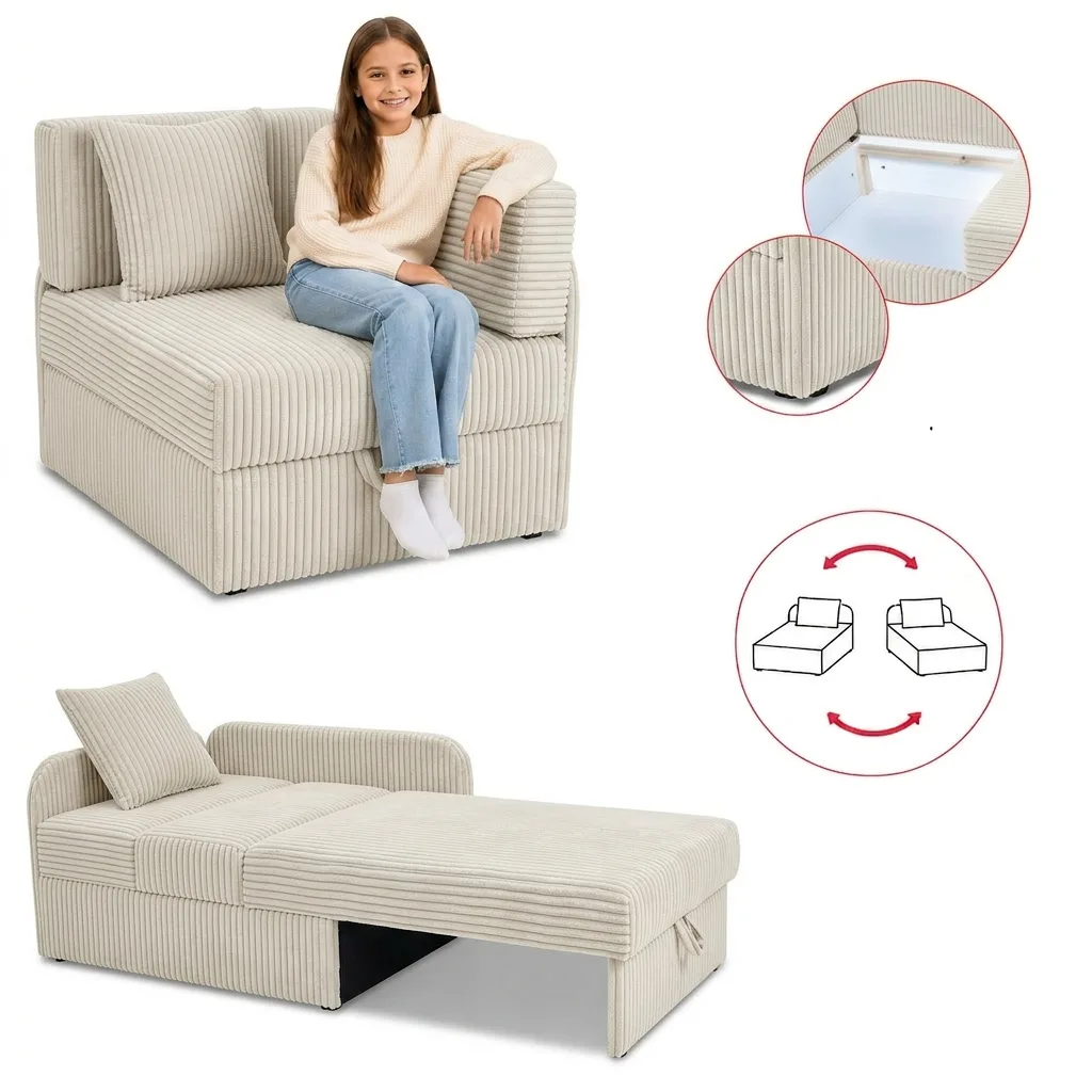 Łóżko dziecięce sofa kanapa rozkładana czarny gruby sztruks Denis Family