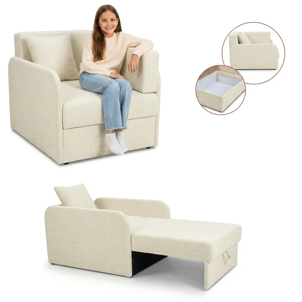 Łóżko dziecięce sofa kanapa rozkładana pojemnik szary Denis 3B Family Meble