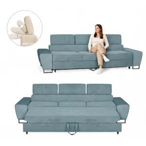 Kanapa sofa rozkładana f spania reg zagłówek różowy Savio 3 os Family Meble