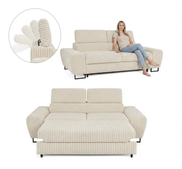 Sofa 2-osobowa uszak Savio czarna ciemna sztruks Idylla Family Meble