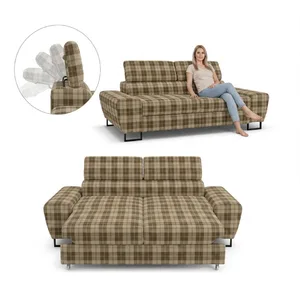Kanapa sofa rozkładana f spania reg zagłówek pleciona brąz Savio 2 os