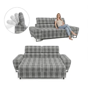 Kanapa sofa rozkładana f spania reg zagłówek pleciona brąz Savio 2 os — szary – Brawo 6a