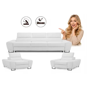 Zestaw wypoczynkowy sofa 3 kanapa fotele brąz ekoskóra Savio Family Meble