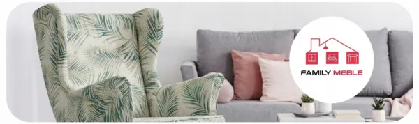 Family Meble — Fotel uszak skandynawski palmy beżowe design style trop Print Family Meble