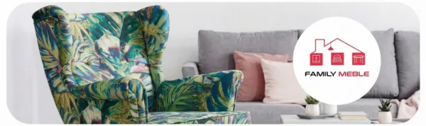 Family Meble — Fotel uszak skandynawski monstera zielona tropical palmy Print Family Meble