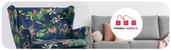 Family Meble — Sofa Kanapa Uszak Skandynawska Niebieskie Liściewy przedszkola Family Meble