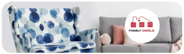 Family Meble — Sofa Kanapa Uszak Skandynawska Niebieskie Groszki GLAMOUR Family Meble