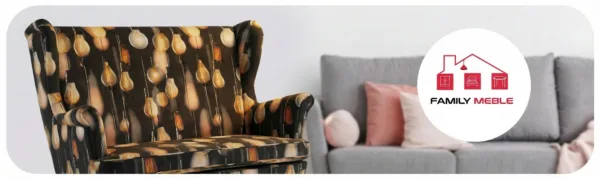 Family Meble — Sofa Kanapa Uszak Skandynawska Czarny Żółty Wzór Decor Design Family Meble