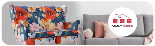 Family Meble — Sofa Kanapa Uszak Skandynawska Kwiaty Maki Designerska salonu Family Meble