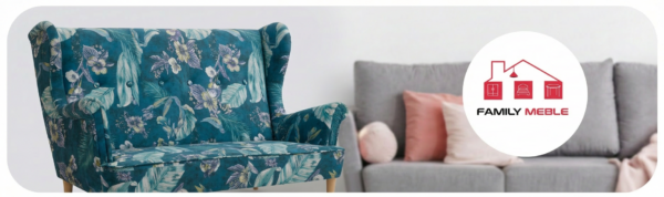 Family Meble — Sofa Kanapa Uszak Skandynawska Niebieska Turkusowa Salon Welur Family Meble