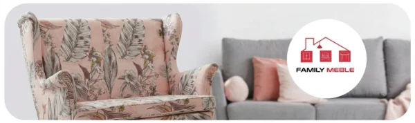 Family Meble — Sofa Kanapa Uszak Skandynawska Różowa Pudrowa Pastelowa Welur Family Meble