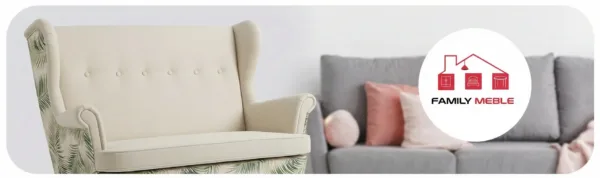 Family Meble — Sofa Kanapa Uszak Skandynawska Liście tropikalne welur Print Familu Meble
