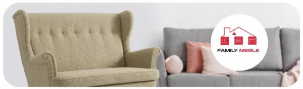 Family Meble — Sofa Kanapa Uszak Skandynawska beż Boucla welurowa salonu Ari Family Meble