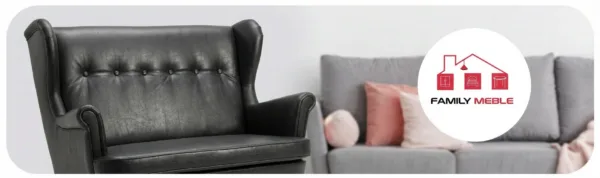 Family Meble — Sofa Kanapa Uszak Skandynawska Czarna Skaj Ekoskóra Biuro Family Meble