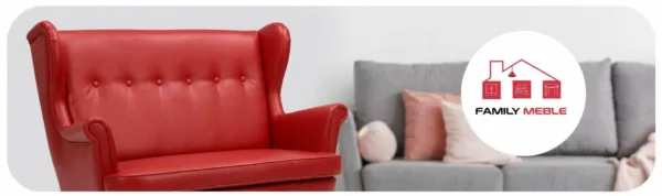 Family Meble — Sofa Kanapa Uszak Skandynawska Czerwona hotel Skaj Ekoskóra Family Meble