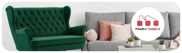 Family Meble — Sofa Kanapa Uszak Skandynawska ciemno zielona butelkowa Diana Family Meble