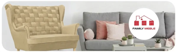 Family Meble — Sofa Kanapa Uszak Skandynawska welurowa sprężynach salon Carol Family Meble
