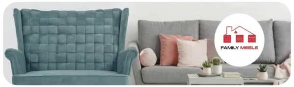 Family Meble — Sofa Kanapa Uszak Skandynawska niebieska jasna welur Carol Family Meble