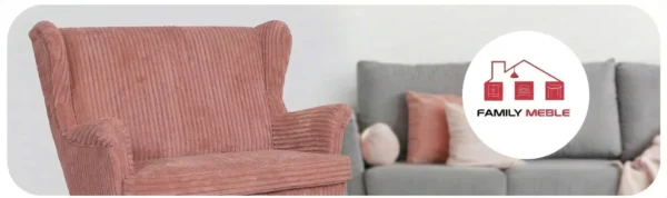 Family Meble — Sofa Kanapa Uszak Skandynawska sztruks róż Idylla dla dwojga Family Meble