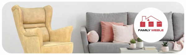 Family Meble — Sofa Kanapa Uszak Skandynawska beżowa welurowa wygodna Zoja Family Meble