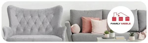 Family Meble — Sofa Kanapa Uszak Skandynawska szara grafitowa welurowa Luna Family Meble