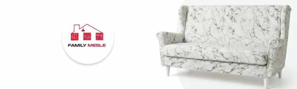 Family Meble — Wersalka Uszak biały marmur wzór carrara nowoczesna Design Family Meble