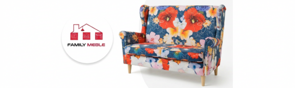 Family Meble — Wersalka Uszak rozkładana pojemnik kwiaty maki designerska BLU Print Family