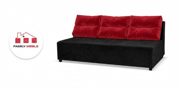 Family Meble — Kanapa Sofa rozkładana spania pojemnik czarno czerwon Kimo Duo Family Meble