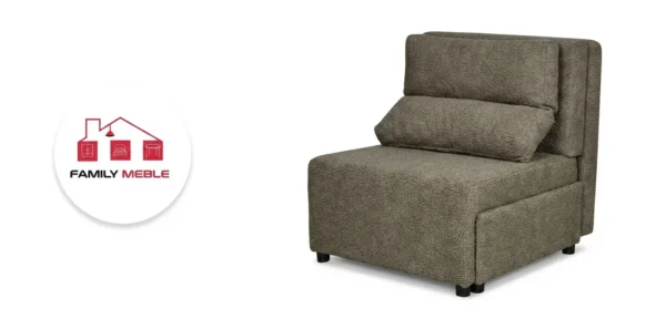 Family Meble — Fotel rozkładany spania pojemnik brąz cappuccino welurowy Kimo Family Meble