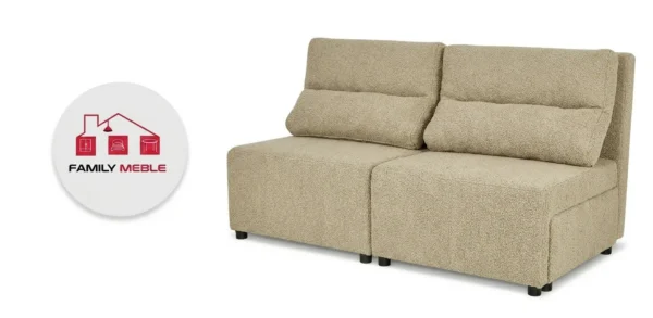 Family Meble — Kanapa 2 os sofa rozkładana spania pojemnik beż welur wygodna KIMO Family