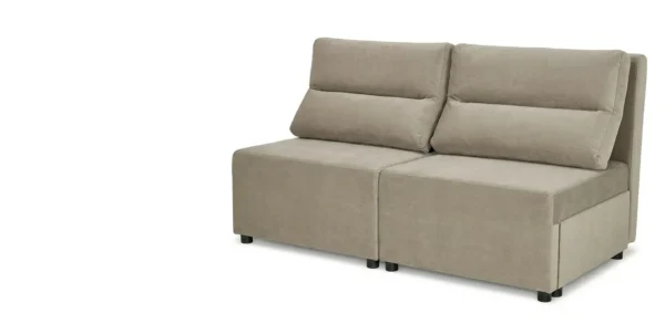 Family Meble — Kanapa 2 os sofa rozkładana spania pojemnik szary welur Kimo Family Meble