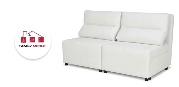 Family Meble — Kanapa 2os sofa rozkładana spania pojemnik biały ekoskóra Kimo Family Meble
