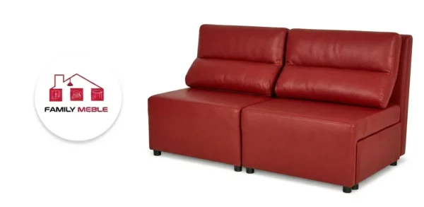 Family Meble — KANAPA 2 os sofa rozkładana spania poj. czerwona ekoskóra KIMO Family Meble