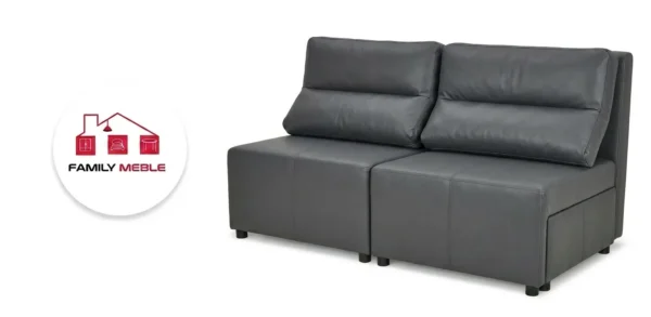 Family Meble — Kanapa 2 os sofa rozkładana spania poj szary ekoskóra KIMO Family Meble