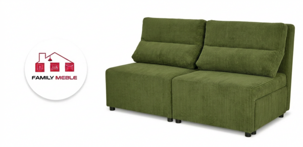 Family Meble — Kanapa 2 os sofa rozkładana spania pojemnik zielony sztruks Kimo Family