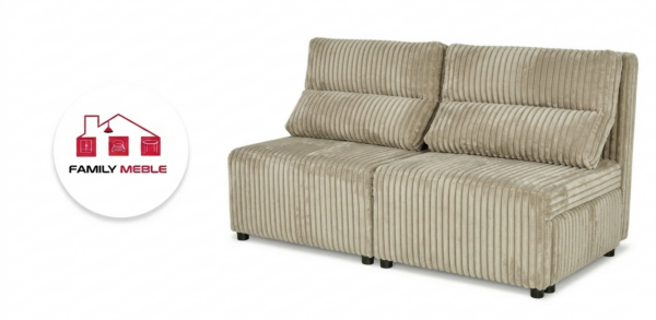 Family Meble — Kanapa 2os sofa rozkładana spania szary beż gruby sztruks KIMO Family Meble