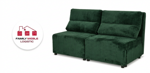 Family Meble — Kanapa 2 os sofa rozkładana spania zielony gruby sztruks Kimo Family Meble