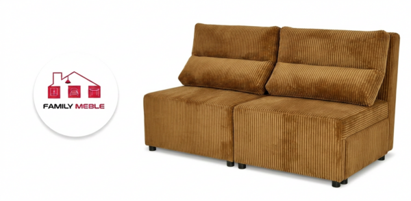 Family Meble — Kanapa 2 os sofa rozkładana spania rudy sztruks gruby wygodna Kimo Family