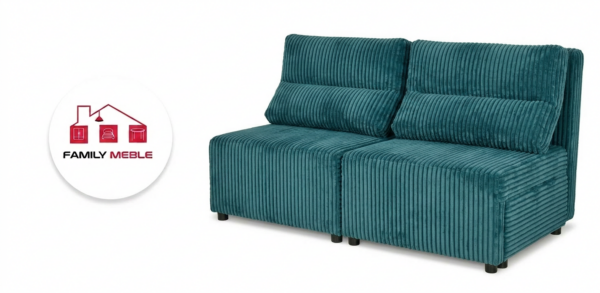 Family Meble — Kanapa 2 os sofa rozkładana spania niebieski gruby sztruks Kimo Family