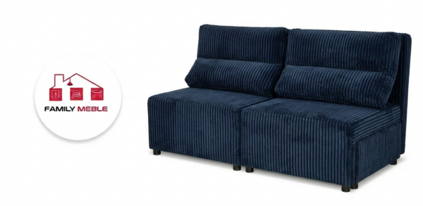 Family Meble — Kanapa 2 os sofa rozkładana spania granatowy gruby sztruks KIMO Family