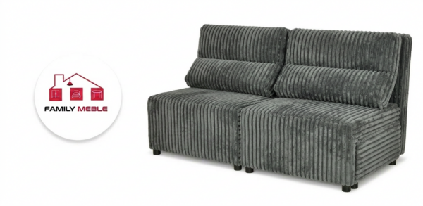 Family Meble — Kanapa 2 os sofa rozkładana spania szary antracyt gruby sztruks KIMO Family