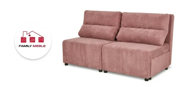 Family Meble — Kanapa 2 os sofa rozkładana spania pojemnik różowa welur do salonu KIMO