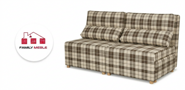 Family Meble — Kanapa 2 os sofa rozkładana spania pojemnik beż kratka KIMO Family Meble