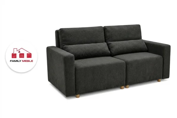 Family Meble — Kanapa 2 os sofa rozkładana spania pojemnik grafit welur Komo Family Meble