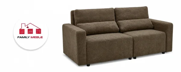 Family Meble — Kanapa 2 os sofa rozkładana spania pojemnik brąz cappuccino welur Komo