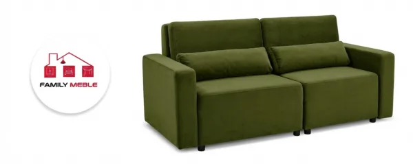 Family Meble — Kanapa 2 os sofa rozkładana spania pojemnik jasno zielony khaki Komo Family