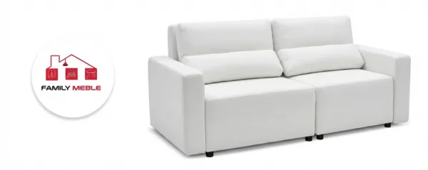 Family Meble — Kanapa 2 os sofa rozkładana spania pojemnik biały Komo Family Meble