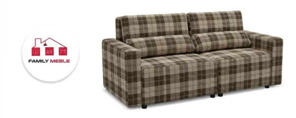 Family Meble — Kanapa 2 os sofa rozkładana spania pojemnik beż kratka Komo Family Meble